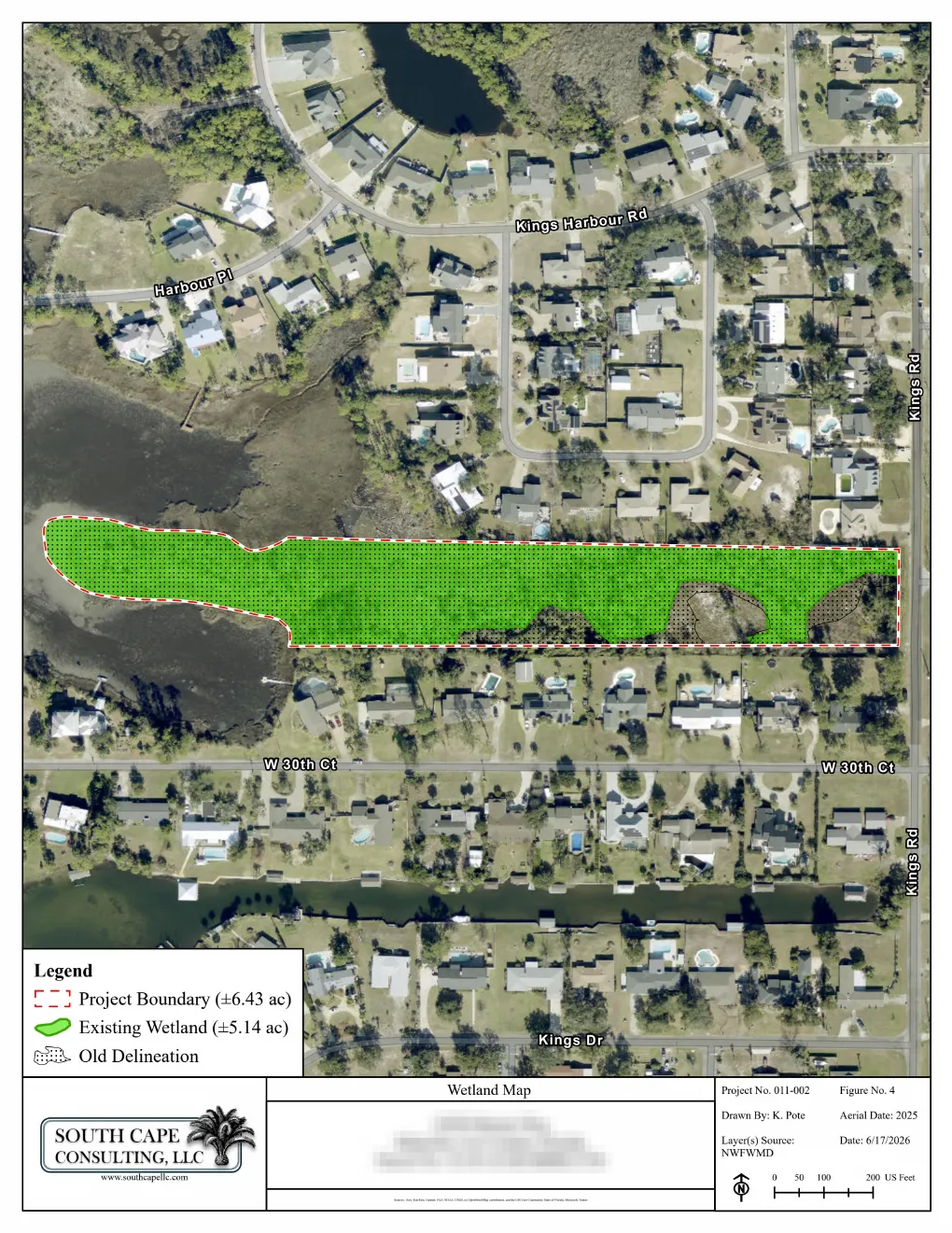 Redacted wetland delineation figure prepared for permitting (sample deliverable)